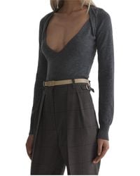 Mugler - Cashmere V-Neck Knit Top - Lyst