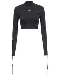 Off-White c/o Virgil Abloh - Logo Printed Long-Sleeve Top - Lyst