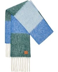 Loewe - Logo Patch Striped Fringed Scarf - Lyst