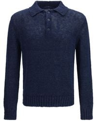 sunflower - Textured Knit Long-Sleeved Polo Shirt - Lyst