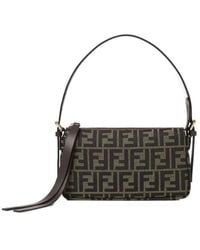 Fendi - Ff Jacquard Zipper Top Small Shoulder Bag - Lyst
