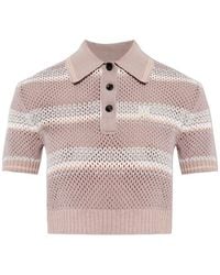 Amiri - Cropped Short-Sleeved Knitted Polo Top - Lyst