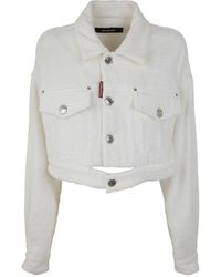 DSquared² - Buttoned Cropped Denim Jacket - Lyst