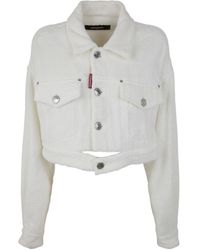DSquared² - Buttoned Cropped Denim Jacket - Lyst