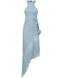 Blumarine - Viscose Jersey Draped Midi Dress - Lyst