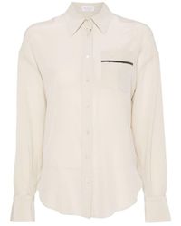 Brunello Cucinelli - Monili Chain-Detail Silk Shirt - Lyst