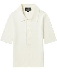 A.P.C. - Danae Ribbed Polo Shirt - Lyst