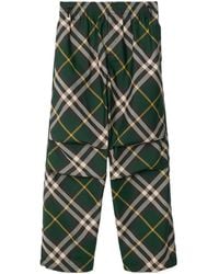 Burberry - Wide-Leg Equestrian Knight Motif Checked Trousers - Lyst