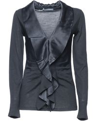 Alberta Ferretti - V-Neck Long-Sleeved Blouse - Lyst