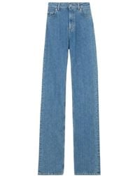Burberry - High-Waist Straight-Leg Logo Patch Jeans - Lyst