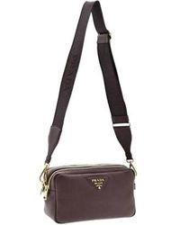 Prada - Leather Logo-Plaque Shoulder Bag - Lyst