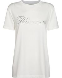 Blumarine - Logo Embellished Jersey T-Shirt - Lyst