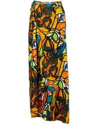 Christopher Esber - Printed Draped Silk Maxi Dress - Lyst