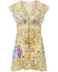 CAMILLA - Floral-Print Linen-Voile Mini Dress - Lyst