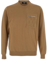 Fendi - Ff Embossed Crewneck Jumper - Lyst