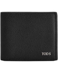 Tod's - Logo-Plaque Pebbled-Leather Wallet - Lyst