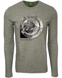 BOSS - T-Shirt With Round Neck And Long Sleeves - Lyst