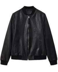 AllSaints - Zip-Up Leather Bomber Jacket - Lyst