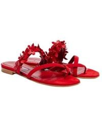 Manolo Blahnik - Versatile Cross-Strap Flat Sandals - Lyst