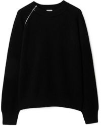 Burberry - Zip-Detailed Crewneck Knitted Jumper - Lyst