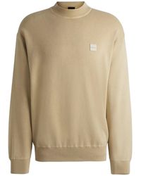 BOSS - Mock-Neck Cotton Sweater - Lyst