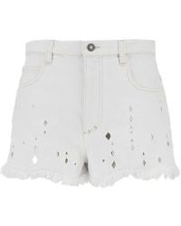 Isabel Marant - Logo Patch Fringed Trim Shorts - Lyst