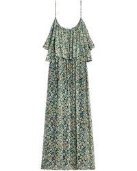 Celine - Gathered Midi Dress - Lyst