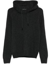 Tagliatore - Drawstring Knitted Hooded Jumper - Lyst