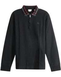 Burberry - Check-Collar Zip-Fastening Polo Shirt - Lyst