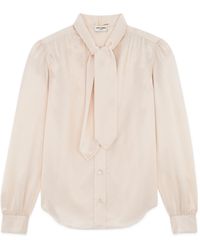 Saint Laurent - Lavallière-Neck Long-Sleeved Blouse - Lyst