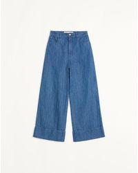 Valentino - Lightweight Logo Patch Wide Leg Jeans - Lyst
