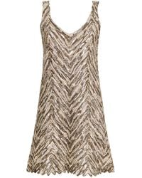 Brunello Cucinelli - Chevron Sequinned Mini Dress - Lyst
