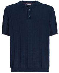 Brunello Cucinelli - Henley Collared Knitted Polo Shirt - Lyst