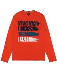 Armani Jeans - T-Shirt With Round Neck And Long Sleeves - Lyst