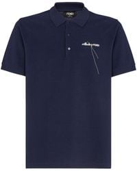 Fendi - Logo Embroidered Short-Sleeved Polo Shirt - Lyst