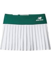 Miu Miu - Stretch Technical Jersey Pleated Miniskirt - Lyst