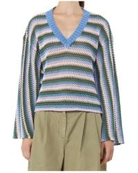 Weekend by Maxmara - Epica Striped V-Neck Sweater - Lyst