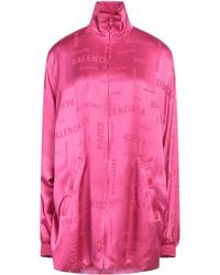 Balenciaga - Satin Solid-Color Turtleneck Zip-Up Jacket - Lyst