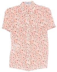 Prada - Floral Print Georgette Shirt - Lyst