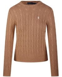Ralph Lauren - Polo Cable-Knit Crew-Neck Sweater Camel - Lyst