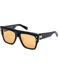 Balmain - Eyewear Curved Tip Square Frame Sunglasses - Lyst