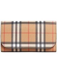 Burberry - Long Checkered Folding Purse - Lyst