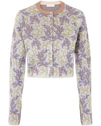 Rabanne - Cropped Jacquard Cardigan - Lyst