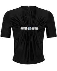 Rabanne - Embellished Draped Mock Neck Top - Lyst