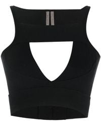 Rick Owens - Cut-Out Detailed Cropped Knitted Top - Lyst