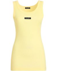 Dolce & Gabbana - Ribbed Jersey Tank Top With Logo - Lyst