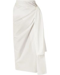KHAITE - Shay Tie-Detailed Draped Cotton-Poplin Wrap Midi Skirt - Lyst