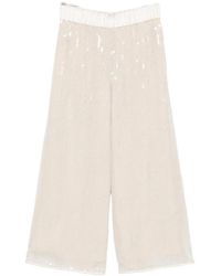 Peserico - Sequin-Embellished Wide-Leg Pants - Lyst