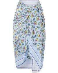 Dolce & Gabbana - Floral Printed Frayed Trim Sarong - Lyst