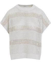 Brunello Cucinelli - Short Sleeved Knitted Top - Lyst